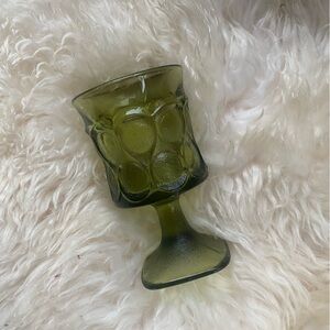 Vintage Green Glass Goblet